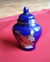Kecses porcelán urna - fedeles váza keleti díszítéssel
