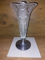 Antique cut crystal vase with new silver (alpaca) base