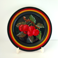 Retro marked hand-painted granite Kispest wall decoration bowl