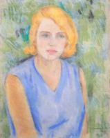 Oelmacher Anna (1908-1991): Női portré (pasztell, 60x45 cm)