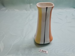T0171 Hollóházi csíkos retro váza 18 cm