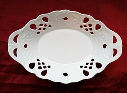 Snow-white openwork relief bowl with handle 27x17x6cm