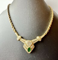 722T. From HUF 1! 18K gold (21.2 g) brilliant (1.0 ct) emerald (0.5 ct) collier, top weselton stones