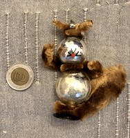 Régi retro  ,üveg  Karácsonyfadísz mókus