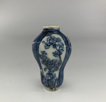Régi kínai kézzel festett kék fehér jelzett porcelán tubák palack Kína