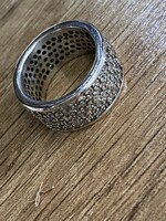 Beautiful, pavé set, marked silver ring size 54