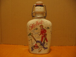 Funny skier Rösler ceramic flask,