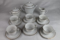 Zsolnay white, gold-edged, shield seal tea set, 9 pieces