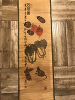 Régi kínai tekercs festmény vízfesték rizspapíron selyemmel jelzett