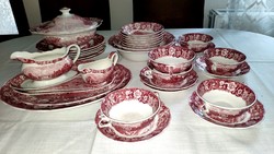 English scene porcelain faience tableware 32 pieces