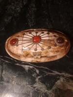 Old copper - inlaid, decorative bone box - 15 cm