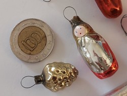 Régi üveg karácsonyfadísz ritkaság miniatűr üvegdíszek szőlő paprika matrjoska gomba