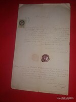 Antik 1872 Nagyvárad Celláth Bálint ügyvédi okirata viaszpecsétes ellenjegyezve, bélyegezve