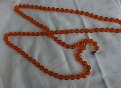 Orange long pearl string necklace