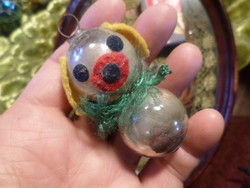 Retro, glass Christmas tree decoration / piggy bank. Unfortunately, the stitching is very worn, but it's cute.