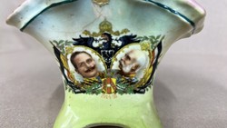 World War I glazed vase i. Vilmos and József Ferenc with portrait 1914/16