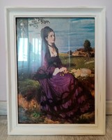 Szinyei merce pál: woman in purple dress painting reproduction / framed print