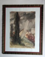 Csiszár Elek  (1932-2020) festmény, aláírással ellátott. Kerettel 55x45 cm, festmény 28x40 cm.