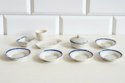 Mini konyhai eszközök tányér tálaló - babaházi porcelán edény szett, konyha bababútor, miniatűr