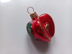 Hand painted red apple figurine glass Christmas tree decoration