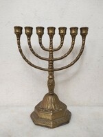 Antique menorah small copper menorah Jewish 7-branch candle holder 402 6232