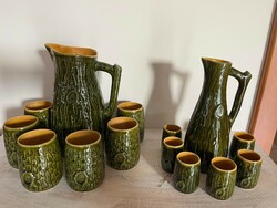 Tree trunk ceramic cup sets, brandy + wine set