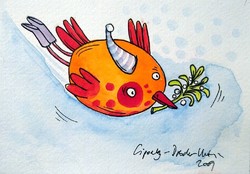 Lipovszky-Drescher Mária: "Kis narancssárga madár" - eredeti bűbájos grafika