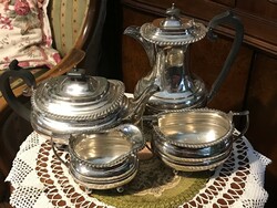 Rare! More than 100 years old, antique, Walker & Hall, silver-plated, alpaca, 4-piece tea and coffee set