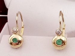 Button gold earrings (emerald and brill) for 1 volfi