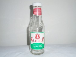 Retro old globus ketchup glass bottle bottle from 1992, globus cannery in Budapest