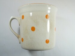 Retro marked polka dot ceramic mug, dish - granite kispest cs.K.Gy - 1 l - from the 1960s