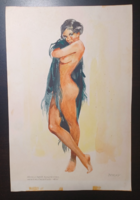 Berky: charming female nude, watercolor, from 1971 (24x36 cm)