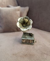 Silver miniature gramophone