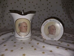 II. Pope János Pál 1991. - Porcelain souvenir candle holder plaque ornament aquinqum