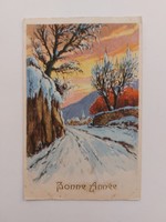 Old Christmas postcard 1949 postcard snowy landscape