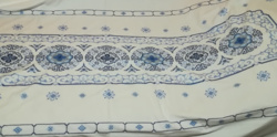 Large tablecloth with cross-stitch embroidery and napkins