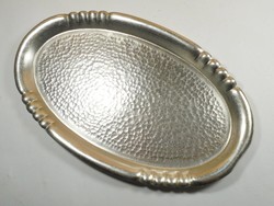 Retro old oval aluminum metal tray - from the 1970s