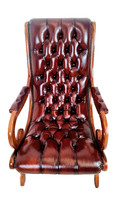 A605 beautiful antique cognac-colored original English chesterfield leather lounge chair
