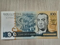 1987 Brazil 100 cruzeiros unc crispy banknote