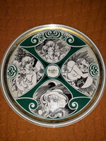 2000-es év Hollóházi porcelán tányér Szász Endre rajzával