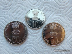 India ezüst 10 rupia 1972 - 50 rupia 1796 - 50 rupia 1978 LOT !