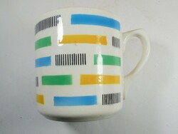 Retro old marked mug glass with colorful stripes -granite Kispest cs.K.Gy.- Approx. 1950s