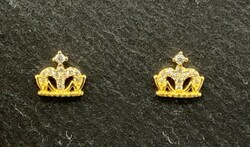 Cute crown zircon stone, sterling silver earrings /925/ - new