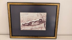 A sunbathing nude by István Tóth Tóvári is a rarity, a collector's item. framed,