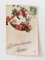 Régi karácsonyi képeslap levelezőlap rózsa