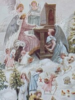 Régi karácsonyi képeslap levelezőlap Angyalok serege