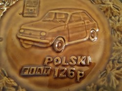 Polski Fiat 126p kerámia dísztányér - Kispolszki -