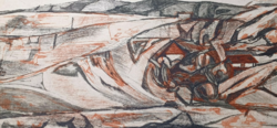 Barczi pál: Mount Pentecost, colored etching - Miskolc