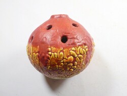 Retro régi tófej ikebana virágrendező kerámia zsugor mázas váza