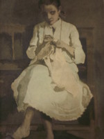 Béla Vidovszky (1883-1973): sewing girl